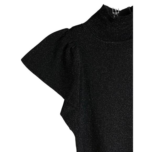 Maeve By Anthropologie Sweater Womens XS Black Shimmer Turtleneck Keyhole Back - Picture 5 of 9